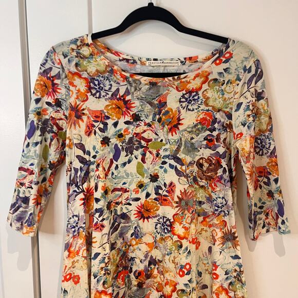 Peruvian Connection Floral Print Half Sleeves Mini Dress Size Small - Picture 3 of 9